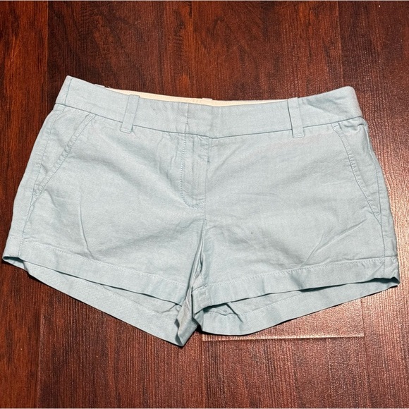 J. Crew 100% cotton Soft Blue Women's Shorts 3” inseam Size 6 EUc - Picture 1 of 13